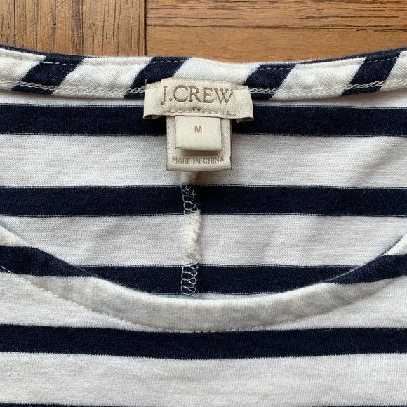 Women's J. Crew White & Navy Blue Striped Shirt, M - Picture 2 of 4